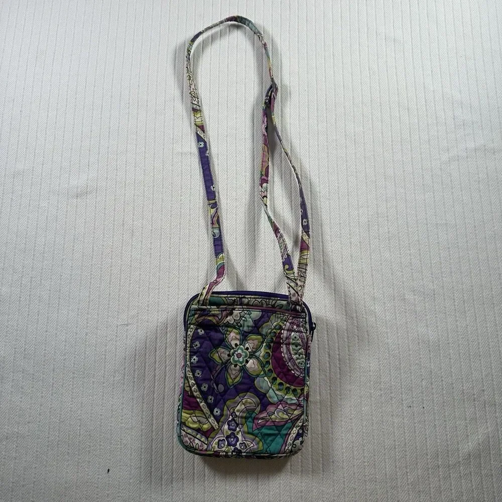 Vera Bradley Purple Floral Paisley Small Hipster Crossbody Purse~Snap/Zip